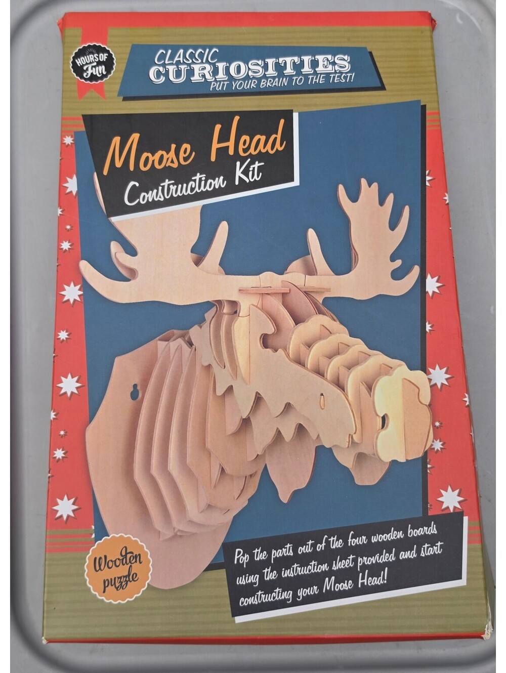 Classic Curiosities Moose Head Construction Kit Wooden Puzzle NWT